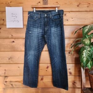 Denim Supply Ralph Lauren Slouch Distressed Dark Wash Straight Jeans Sz 34 X 30"